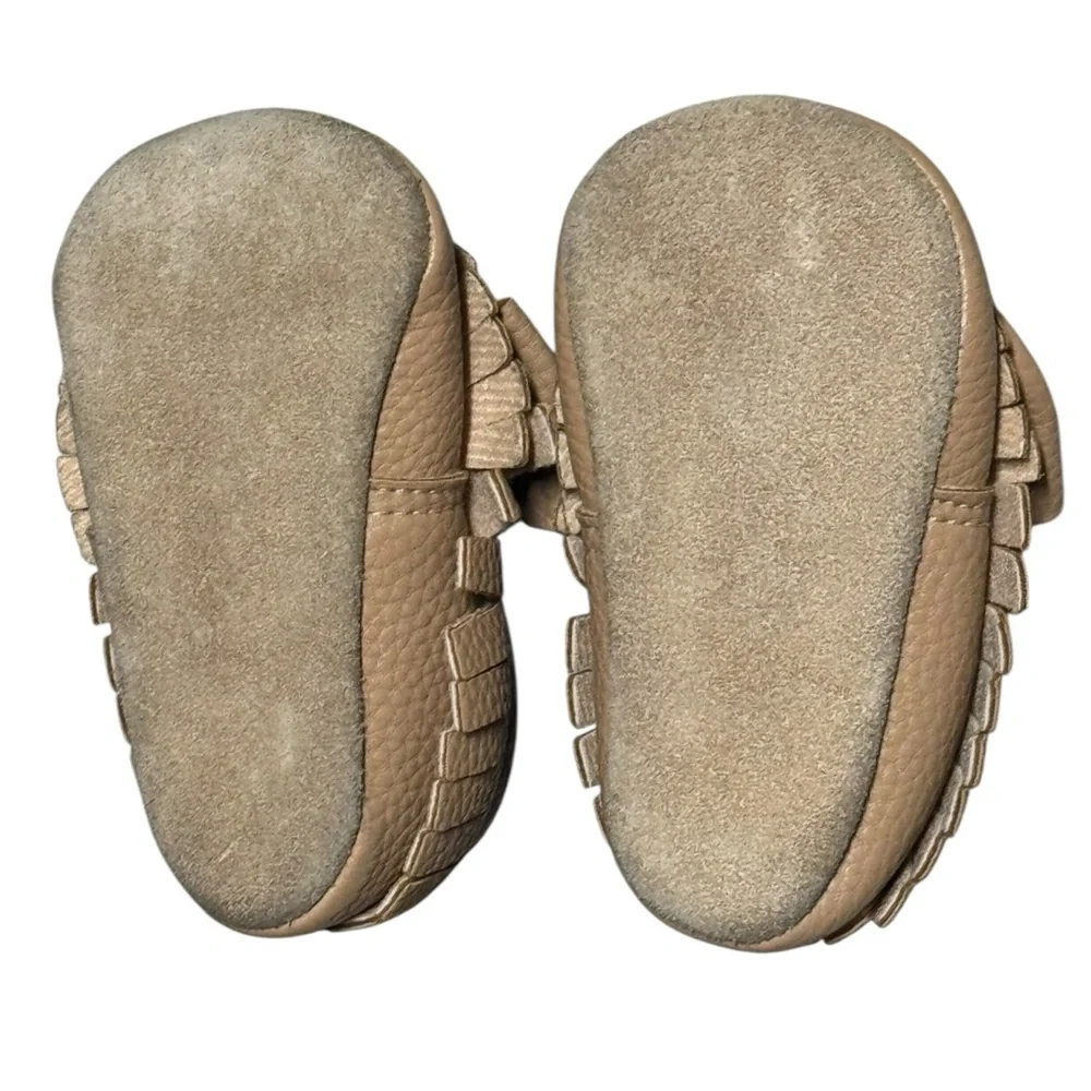 Stylish Baby Girls Tan Moccasins with Bow